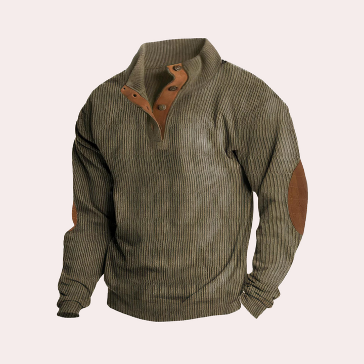 Komfortabel herresweater i khaki farve, stilfuld og ideel til efterårs- og vintergarderoben.