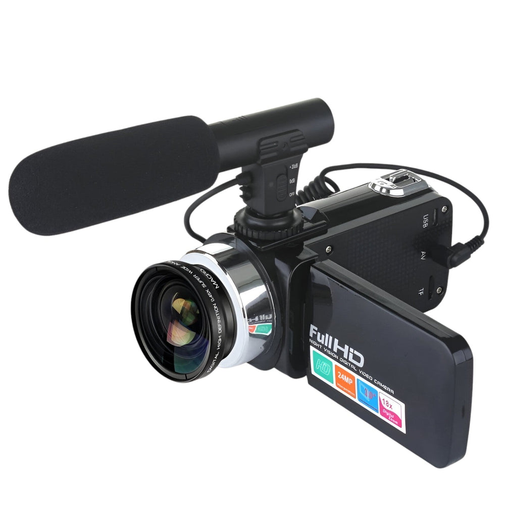 "Kompakt 24MP camcorder med 18x zoom, ideal til klar videooptagelse. Perfekt til rejser, events og vloggere. Let og brugerven