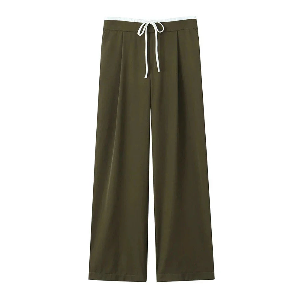 Sorte wide leg bukser til kvinder i polyester. Elegante og behagelige til modebevidst hverdag.