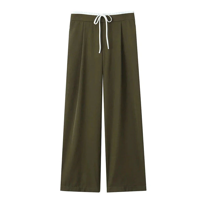 Sorte wide leg bukser til kvinder i polyester. Elegante og behagelige til modebevidst hverdag.