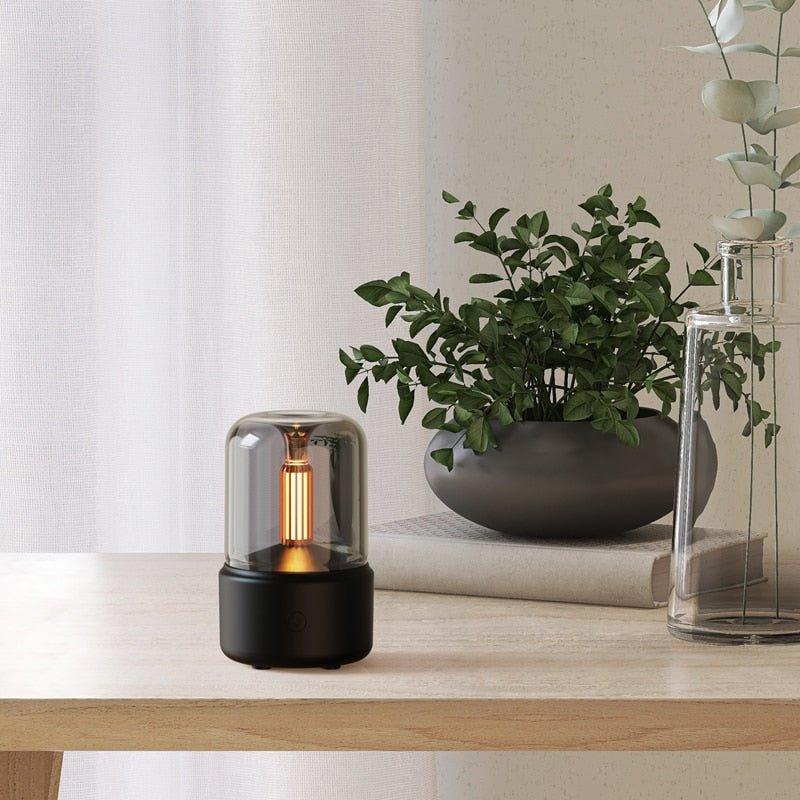 Skab hyggelig stemning med denne LED diffuser, der kombinerer flammeeffekt og aromaterapi.