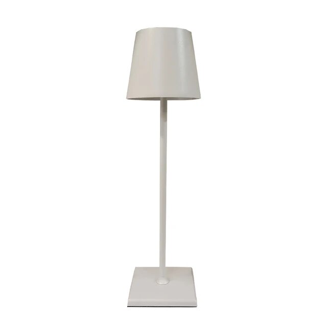 Luksuriøs trådløs bordlampe i moderne design, touch-styring og aluminium. Ideel til indendørs og udendørs brug.