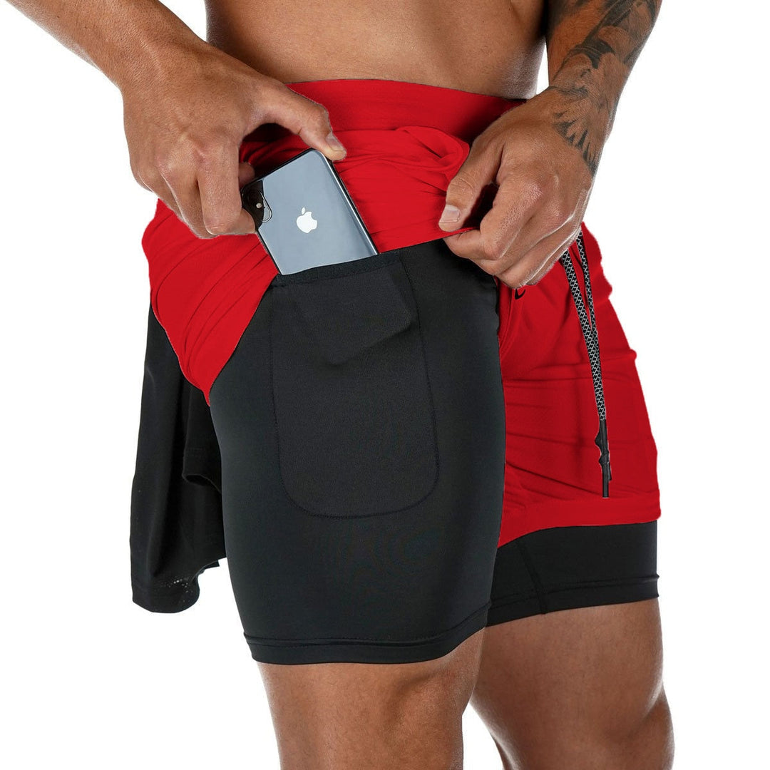Komfortable herre fitnessshorts 2-i-1, åndbare til intensiv træning og aktivtøj.