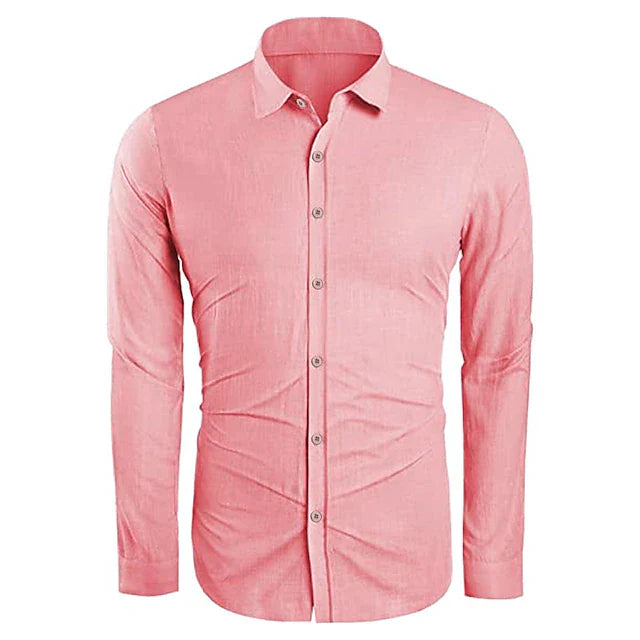 "Marcus linnen skjorte til mænd, åndbar, hvid button-down stil, passer til både afslappede og elegante lejligheder."
