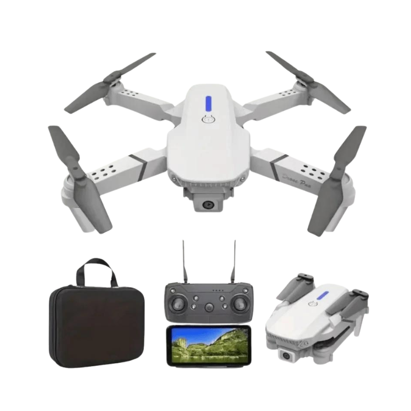 Mini drone med 4K kamera og kompakt, foldbart design til nem transport og imponerende dronefotografi.