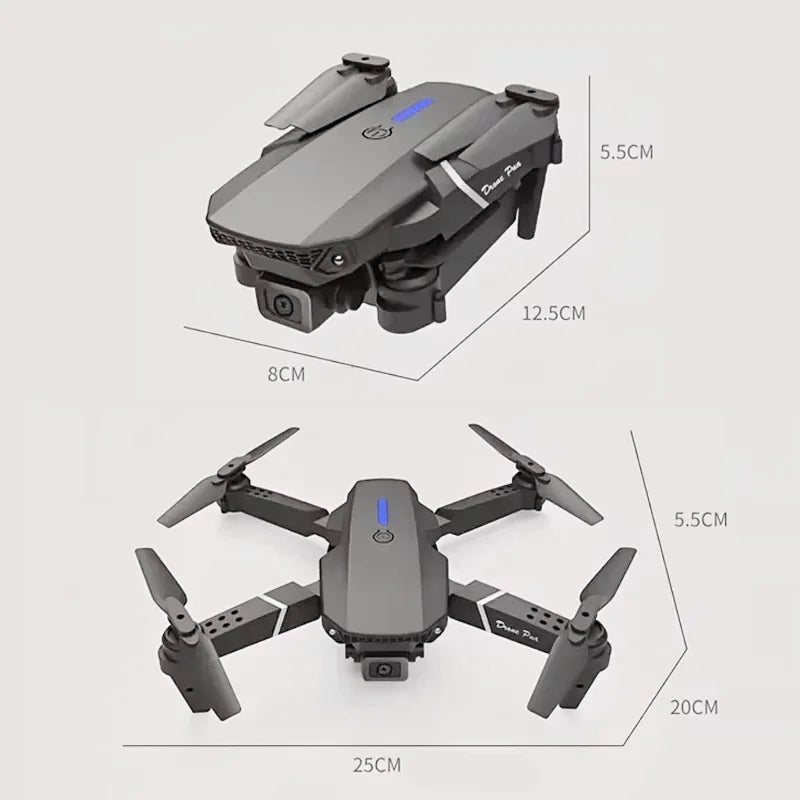 Mini drone med 4K kamera og kompakt, foldbart design til nem transport og imponerende dronefotografi.