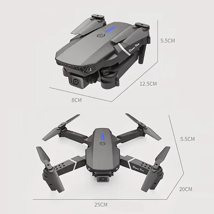 Mini drone med 4K kamera og kompakt, foldbart design til nem transport og imponerende dronefotografi.