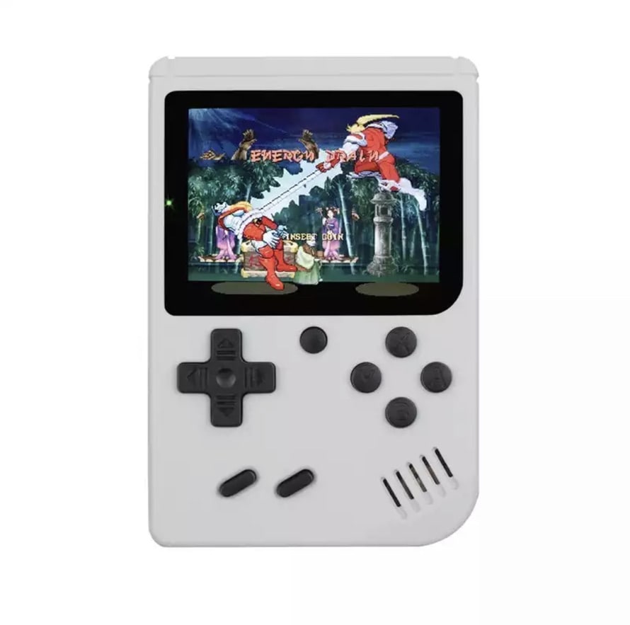 Bærbar retro videospilkonsol, kompakt design, 400 indbyggede klassiske spil, 3-tommer farveskærm, bærbar