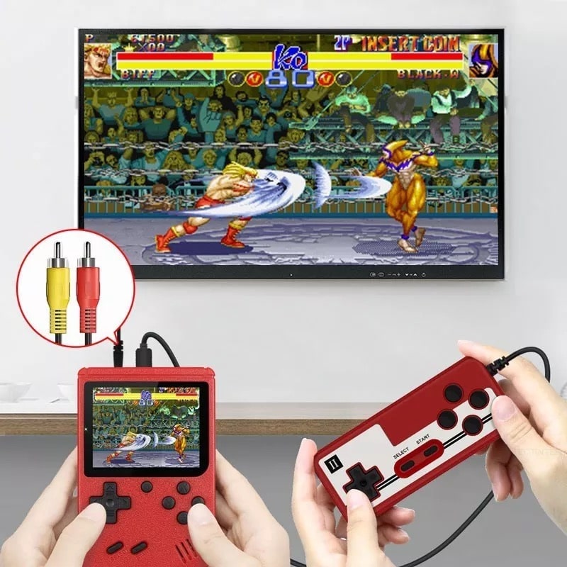 Bærbar retro videospilkonsol, kompakt design, 400 indbyggede klassiske spil, 3-tommer farveskærm, bærbar