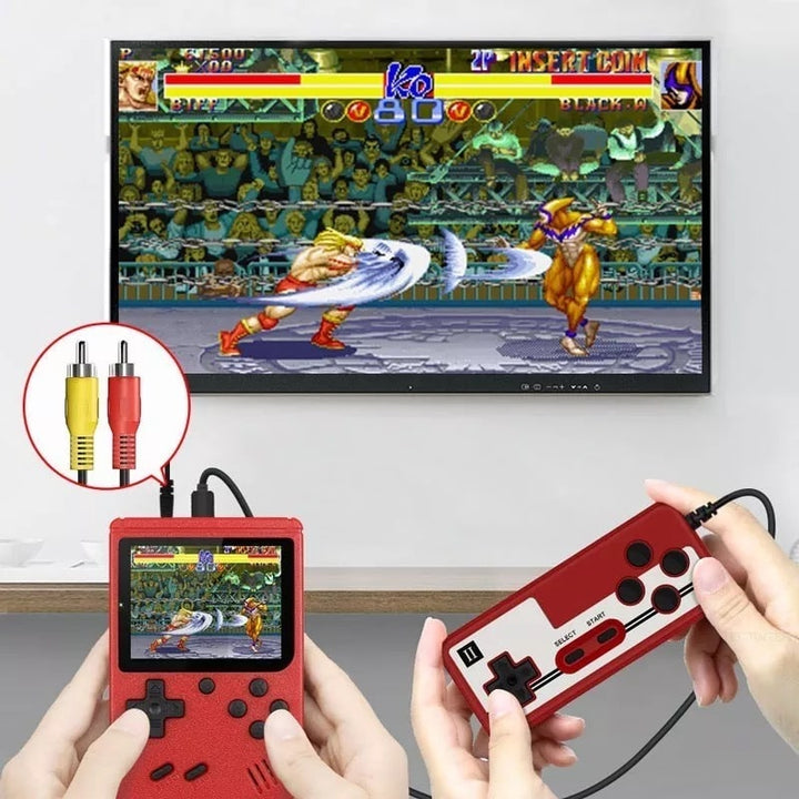 Bærbar retro videospilkonsol, kompakt design, 400 indbyggede klassiske spil, 3-tommer farveskærm, bærbar