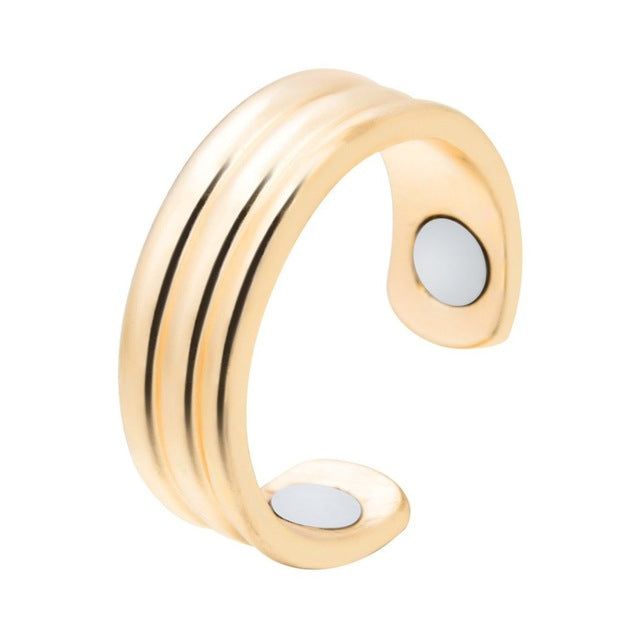 Snorkestop Magnetring i guld, akupressur mod snorken, elegant design til mænd og kvinder