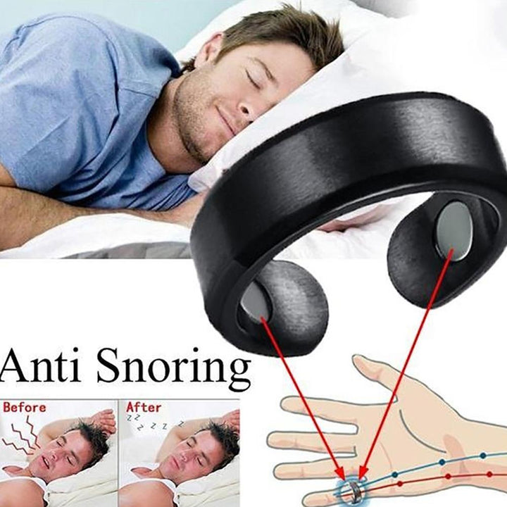 Snorkestop Magnetring i guld, akupressur mod snorken, elegant design til mænd og kvinder