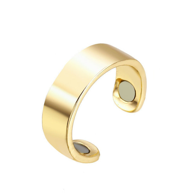 Snorkestop Magnetring i guld, akupressur mod snorken, elegant design til mænd og kvinder