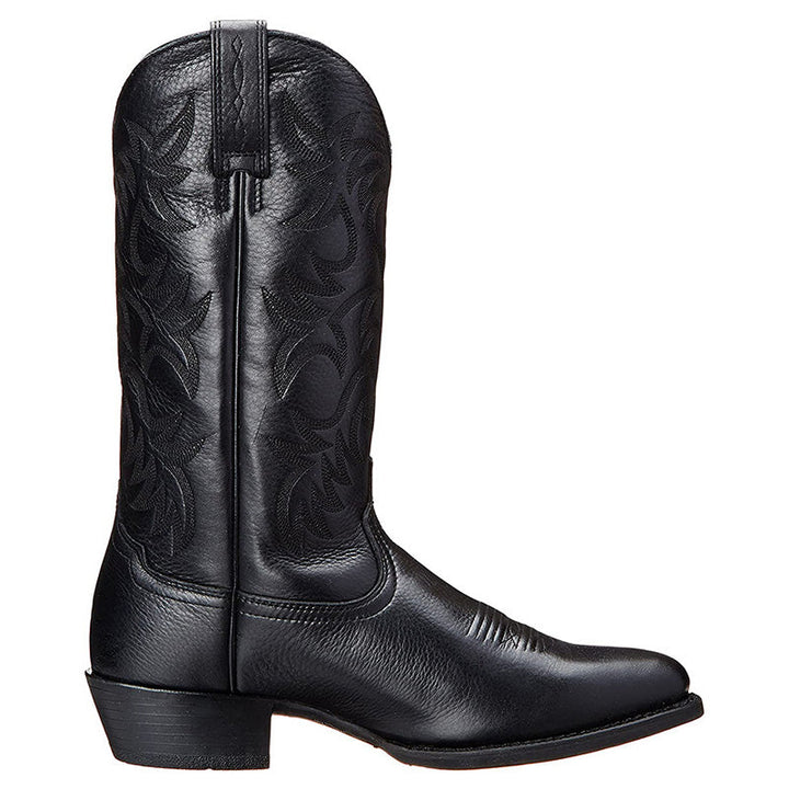 Moderigtige herre cowboystøvler med robust hæl, brunt læder og stilfuldt western-look, perfekte til enhver anledning.