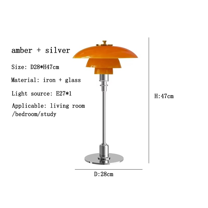 Moderne dansk LED bordlampe i skandinavisk stil, slankt jern- og glasdesign, varm glød, stilfuld belysning