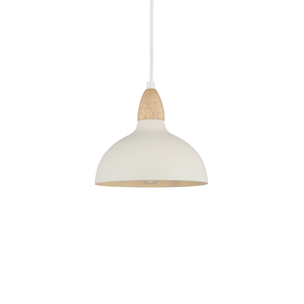 Oak pendel Ø19 i nude med trædetalje, stilren og elegant, ideel til indendørs belysning i moderne og klassiske hjem.