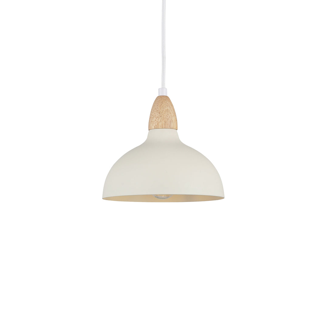 Oak pendel Ø19 i nude med trædetalje, stilren og elegant, ideel til indendørs belysning i moderne og klassiske hjem.