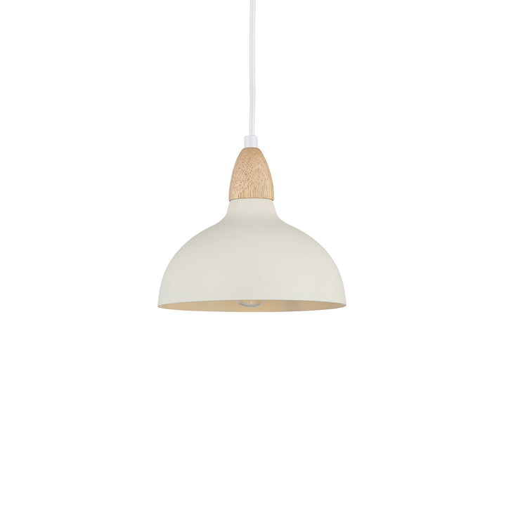 Oak pendel Ø19 i nude med trædetalje, stilren og elegant, ideel til indendørs belysning i moderne og klassiske hjem.
