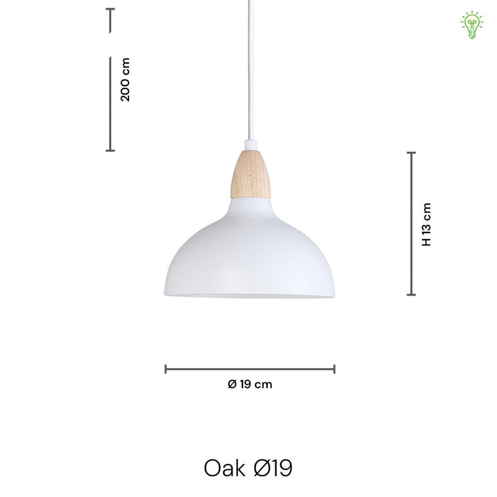Oak pendel Ø19 i nude med trædetalje, stilren og elegant, ideel til indendørs belysning i moderne og klassiske hjem.