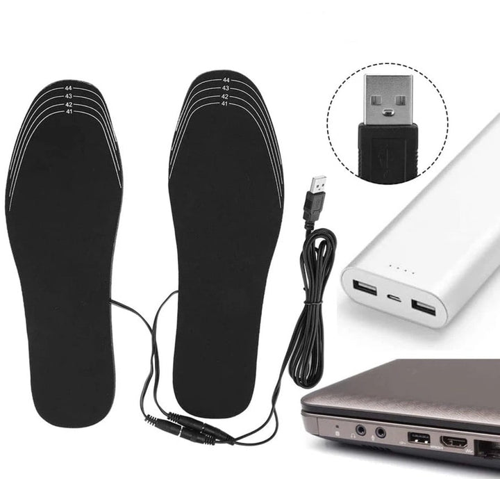 "Opvarmede indlægssåler med USB-opladning, tilpasningsdygtig størrelse, holder fødder varme med hurtig varmefordeling"