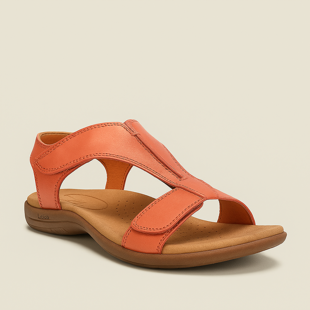 Sommer ortopædiske sandaler til kvinder, designet til hæl smertelindring og komfort, også for brede fødder.