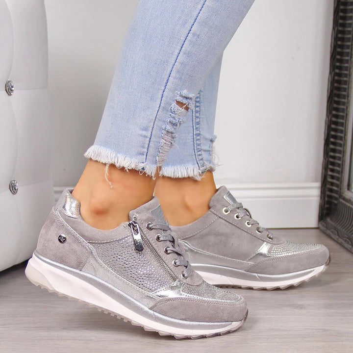 Ortopædiske sneakers med lynlås, komfortabelt design i moderne stil, til kvinder, perfekt til hverdagsbrug og elegance.