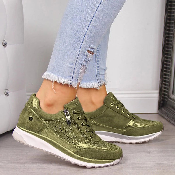 Ortopædiske sneakers med lynlås, komfortabelt design i moderne stil, til kvinder, perfekt til hverdagsbrug og elegance.