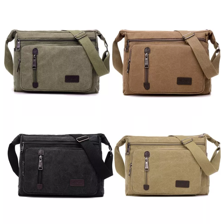 "Outdoor skuldertaske, rummelig og slidstærk i armygrøn. Perfekt til rejser, med justerbar skulderrem og unisex stil."