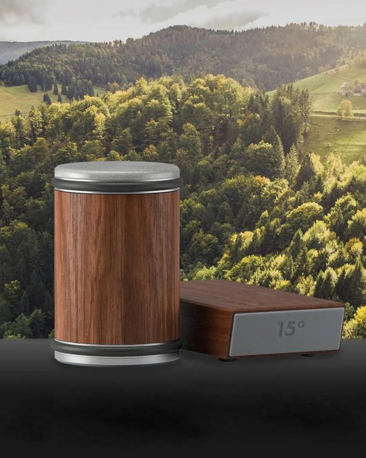 Rullende knivsliber, kompakt design, stilfuld sort og hvid finish, ideel til professionel og amatør knivslibning.