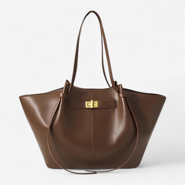 Elegant khaki rummelig tote taske til damer med praktisk lynlås, ideel som stilfuld arbejdstaske.