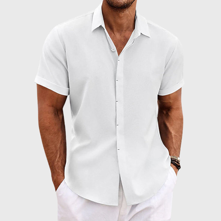 Mænds kortærmede sommerskjorte, elegant design, moderne pasform for et afslappet, stilfuldt udtryk.