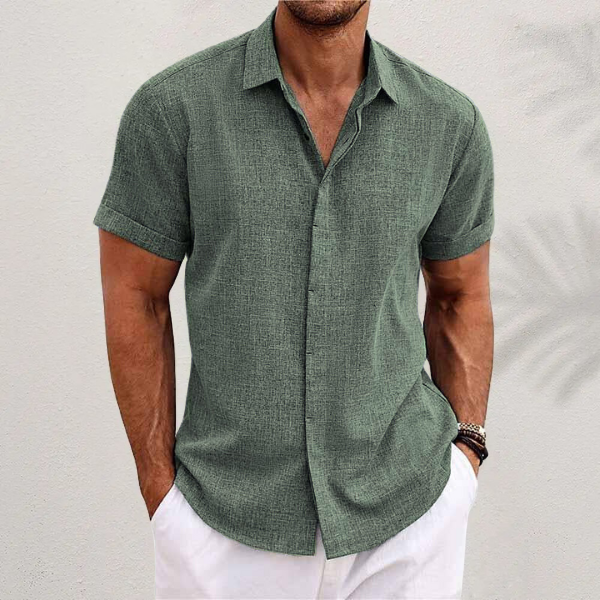 Mænds kortærmede sommerskjorte, elegant design, moderne pasform for et afslappet, stilfuldt udtryk.