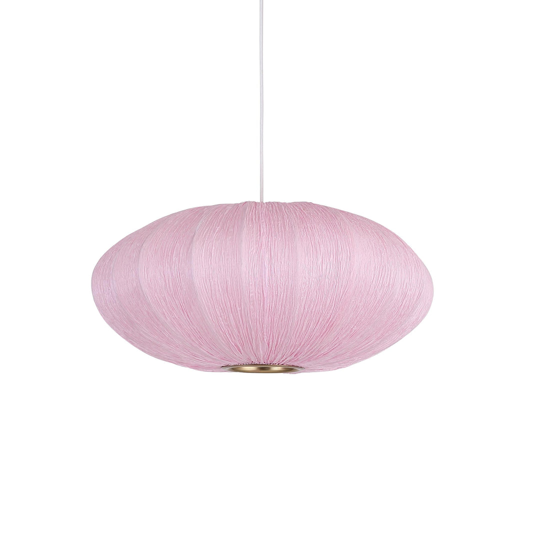 Stilfuld Alcazar pendel Ø50 i rosé, elegant tekstiloverflade, blødt lys, moderne belysning for hjemmet.