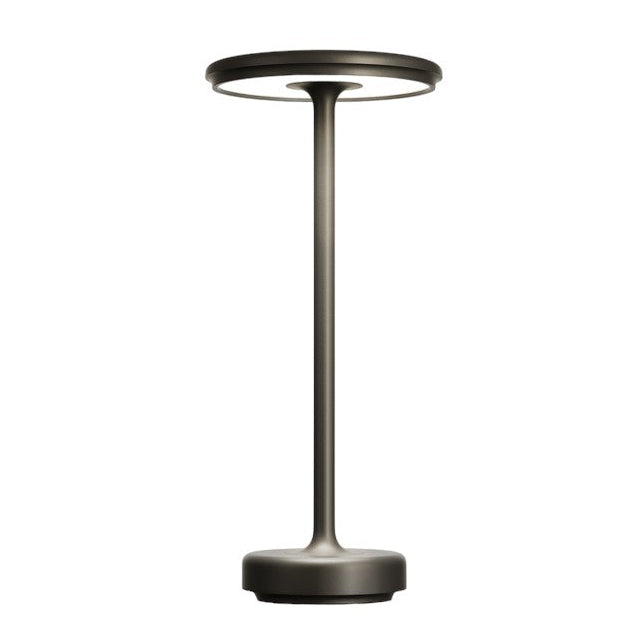 Sort trådløs bordlampe med LED-lys, justerbar og perfekt til moderne hjem.