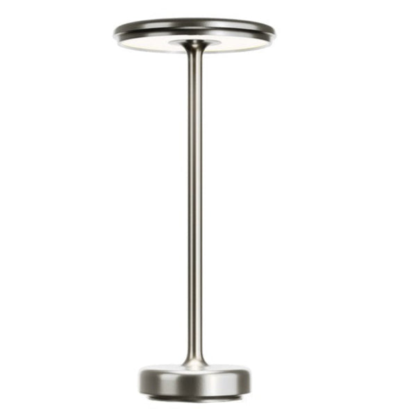 Sort trådløs bordlampe med LED-lys, justerbar og perfekt til moderne hjem.