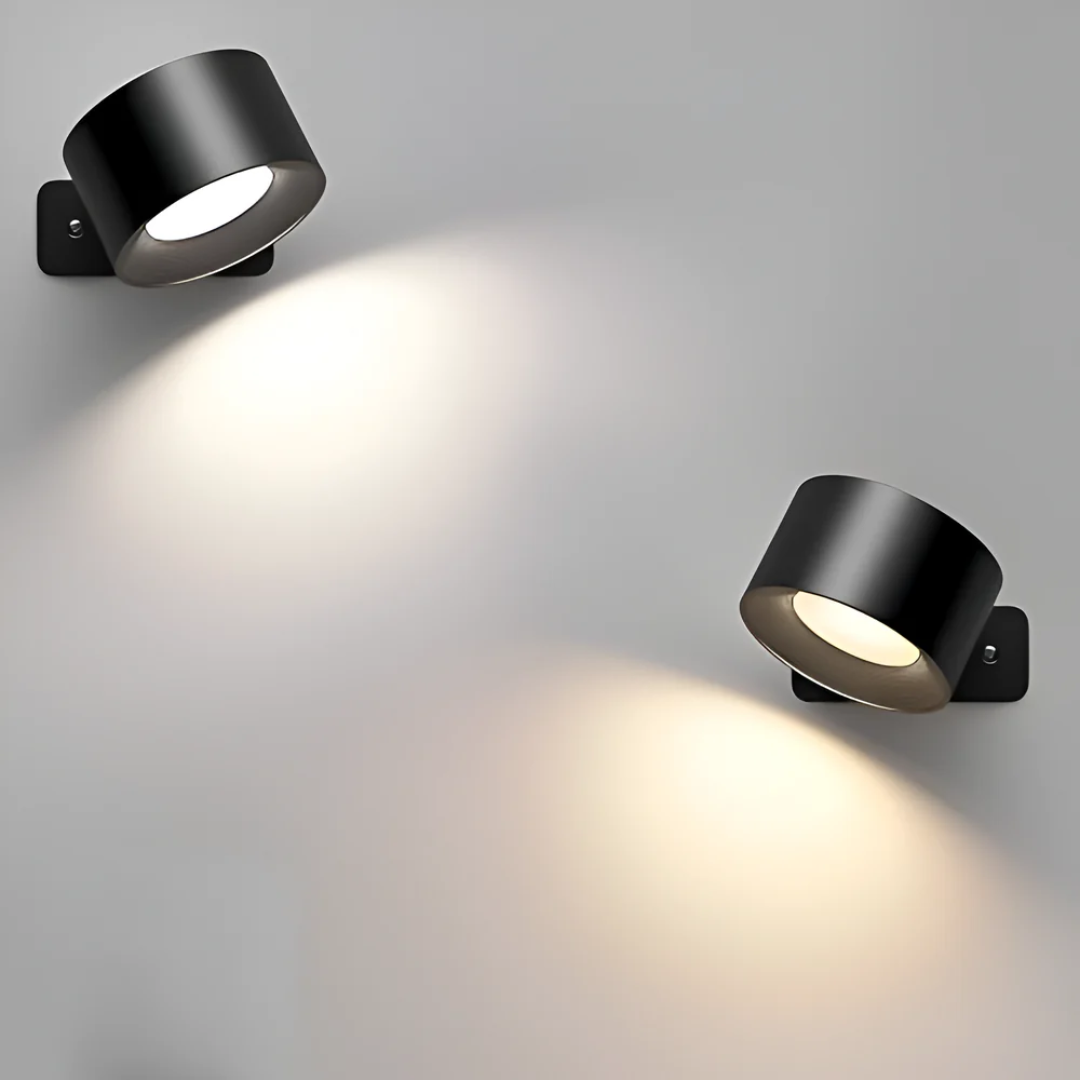 Trådløs LED væglampe i aluminium med berøring/fjernstyring. Genopladelig, fleksibel belysning til indretning.