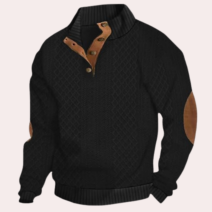 Trendy herresweater med kraveknapper i moderne grå farve, klassisk design for komfort og stil, perfekt til daglig brug.