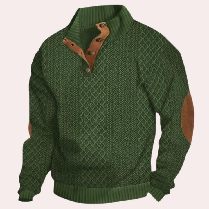 Trendy herresweater med kraveknapper i moderne grå farve, klassisk design for komfort og stil, perfekt til daglig brug.