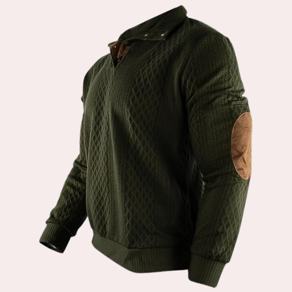 Trendy herresweater med kraveknapper i moderne grå farve, klassisk design for komfort og stil, perfekt til daglig brug.