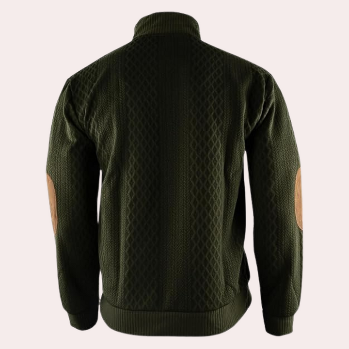 Trendy herresweater med kraveknapper i moderne grå farve, klassisk design for komfort og stil, perfekt til daglig brug.