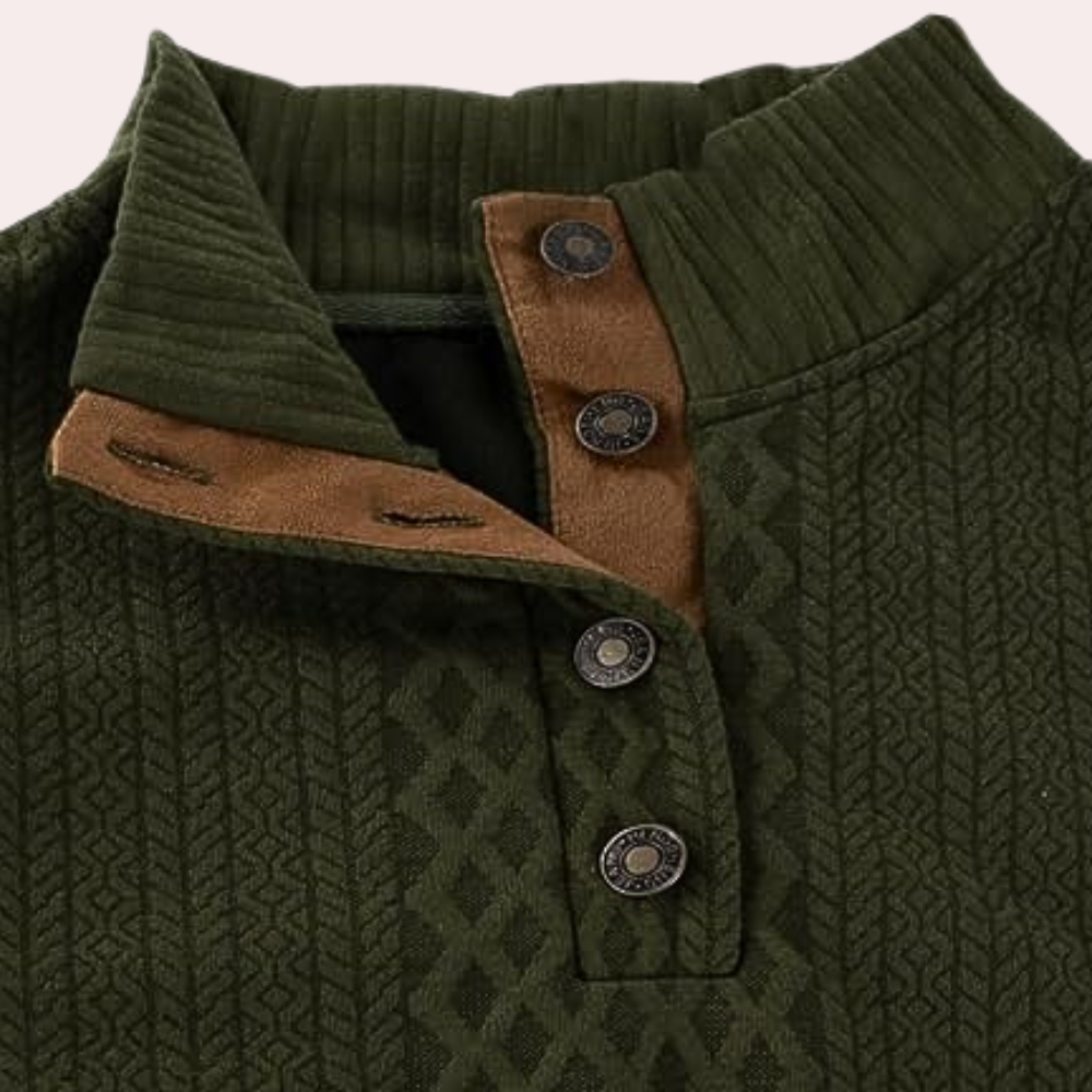 Trendy herresweater med kraveknapper i moderne grå farve, klassisk design for komfort og stil, perfekt til daglig brug.