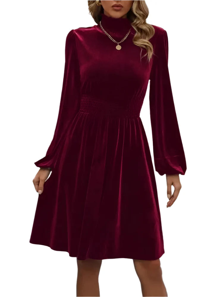 Dame rullekravekjole i velour med lanterneærmer, elegant design til efterår og vinter