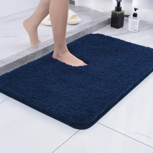 Ultra-blød antiskrid badeværelsesmåtte i beige mikrofiber, stilfuldt design, hurtigtørrende, perfekt til sikker badeglæde.