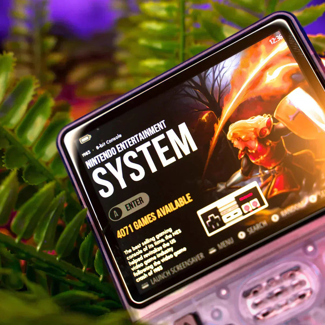 Stilren sort retro spilkonsol til klassiske spil. Håndholdt design, ideel for vintage gaming entusiaster.