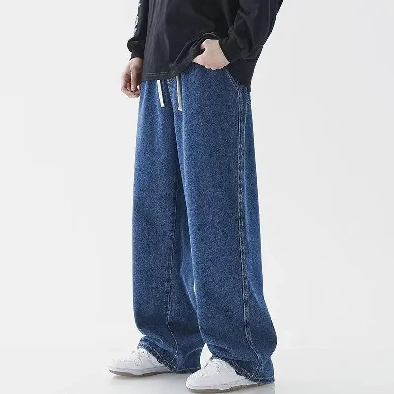 Unisex streetwear baggy jeans med elastisk talje. Den perfekte afslappede og moderne stil.