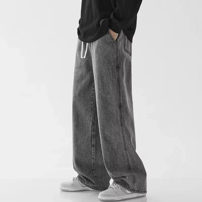 Moderne unisex baggy jeans med elastisk talje. Ideelle til hverdagsbrug og en afslappet stil.