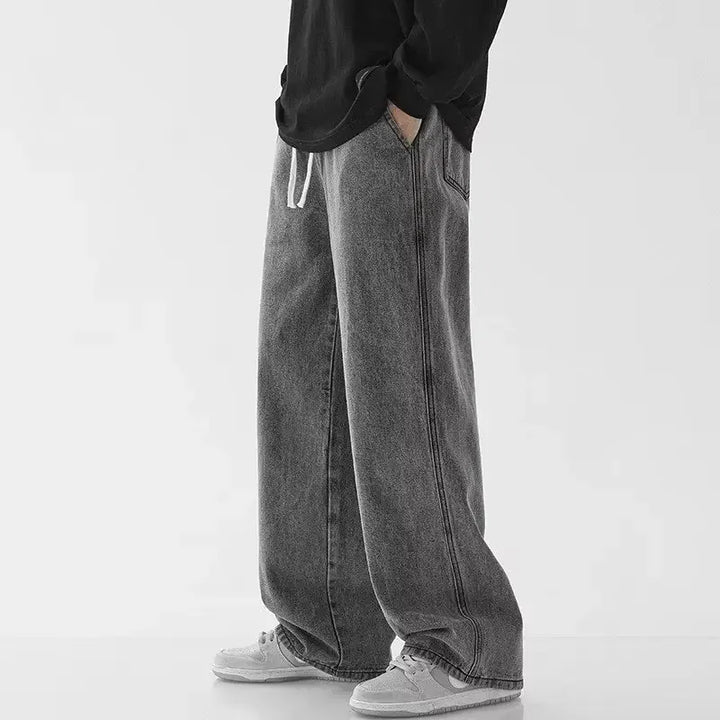 Moderne unisex baggy jeans med elastisk talje. Ideelle til hverdagsbrug og en afslappet stil.