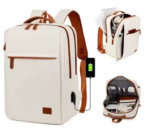 Stilfuld smart rygsæk til mænd og kvinder. Med integreret USB-port til mobilen, perfekt til job og rejser.
