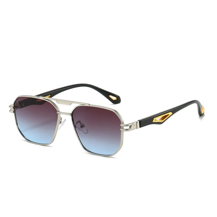 Unisex solbriller med sorte anti-refleks glas & elegant metalramme. Optimal UV400 øjenbeskyttelse.