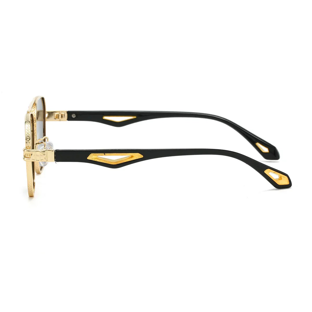 Et par stilfulde unisex solbriller med holdbart metaldesign, UV400 og anti-refleks for klar udsigt.